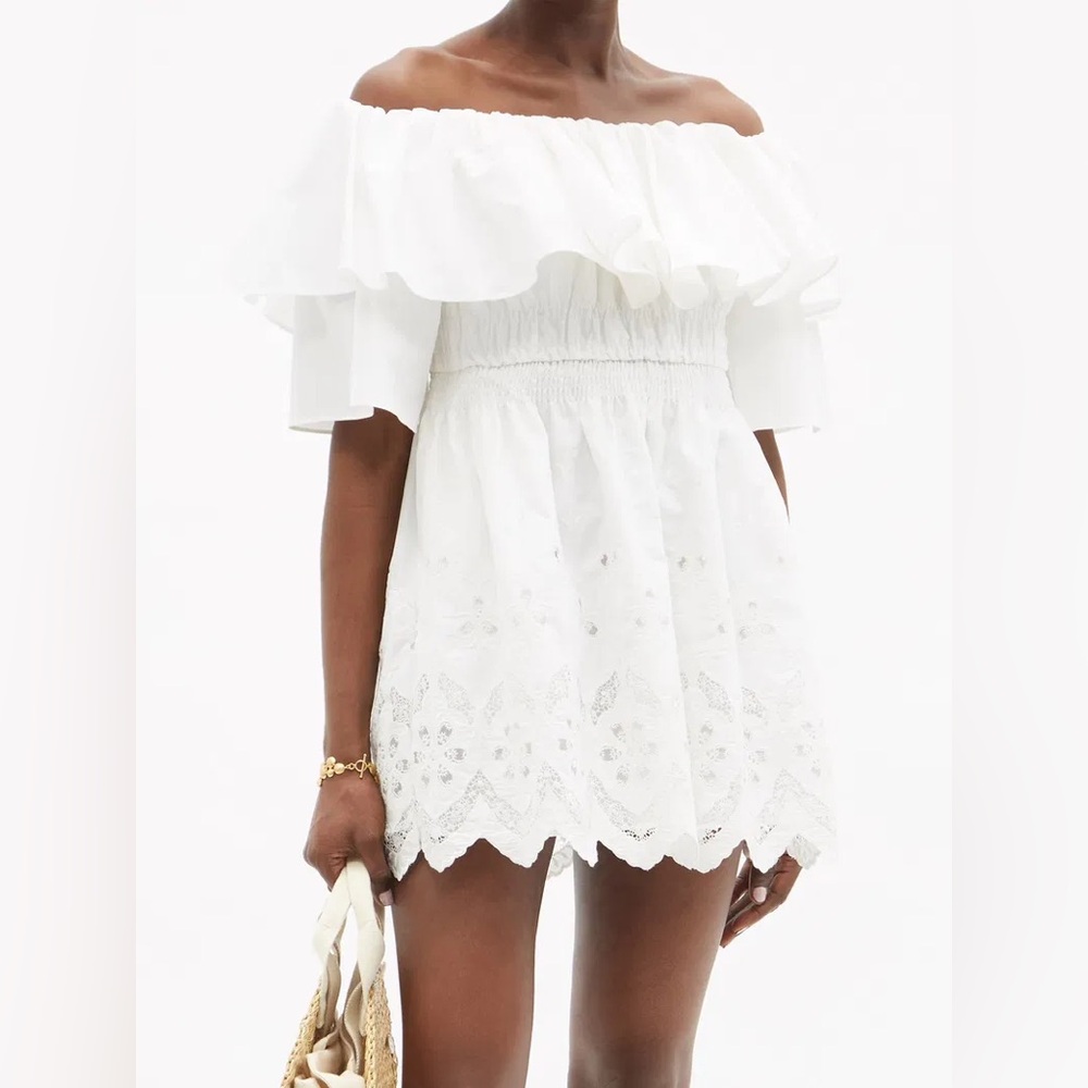 Self-Portrait Cotton Broderie Off Shoulder Dress 4